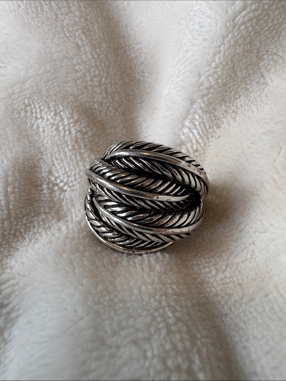 Premier Designs Silver Tone Feather Wrap Statement Ring Size 7 3/4